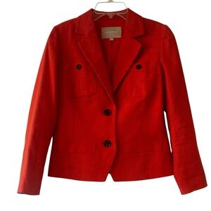 Banana Republic jacket Blazer Sz 4 vibrant orange tweed